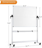 VIZ-PRO Double-Sided Mobile Whiteboard, 48 x 48 Inches, Magnetic Rolling Dry - Image 2