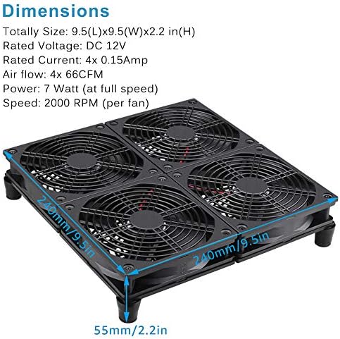 GDSTIME Router Cooling Fan with AC Plug Speed Control for ASUS GT/RT-AC5300