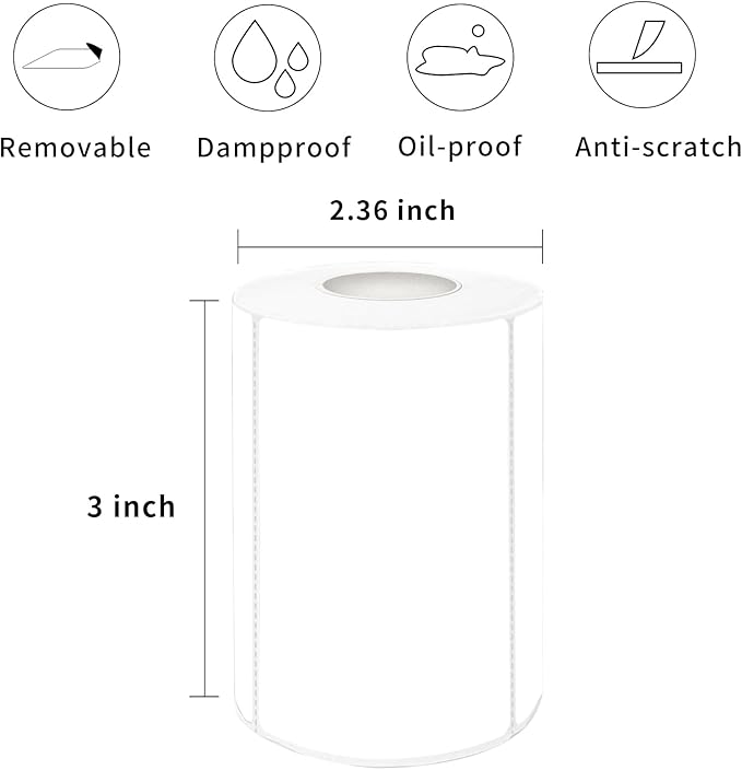 2×3 Inch White Removable Thermal Labels, Waterproof Thermal Label - Image 2