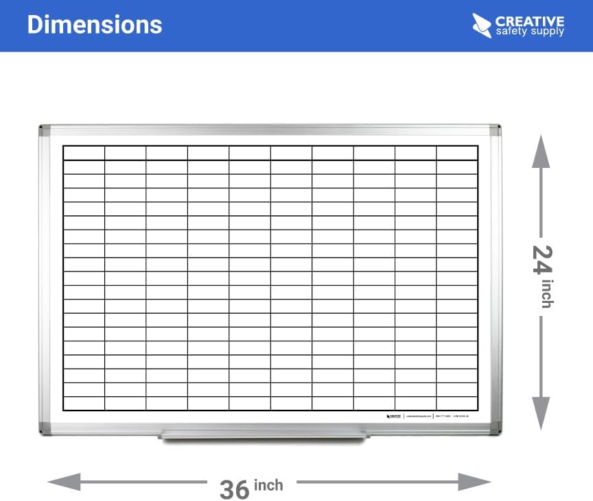 Magnetic Grid Dry Erase Whiteboard (36in x 24in)