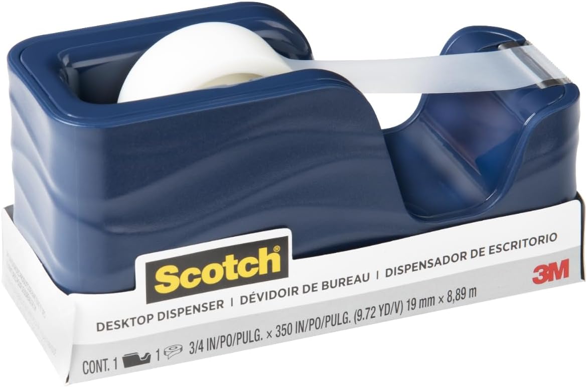 Scotch Wave Tape Dispenser, Great for Gift Wrapping, Includes 34 in x 350 in Tape Roll (C20-WAVE-MI) (Pack of 4)