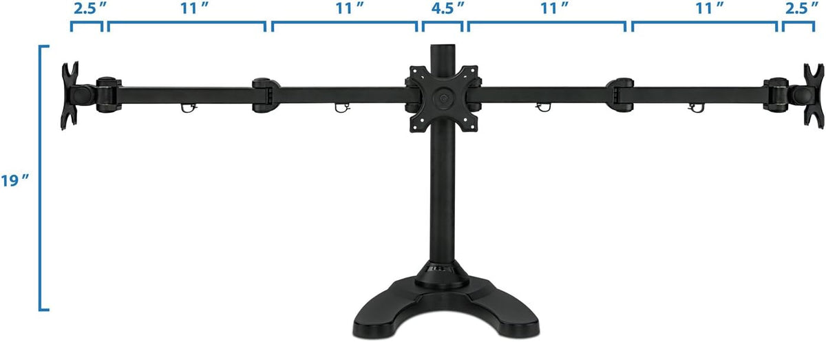 Mount-It! Triple Monitor Stand for 3 Screens up to 24", Height Adjustabl...