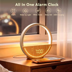 vivilumens alarm clock with sound machine & sunrise shown in use