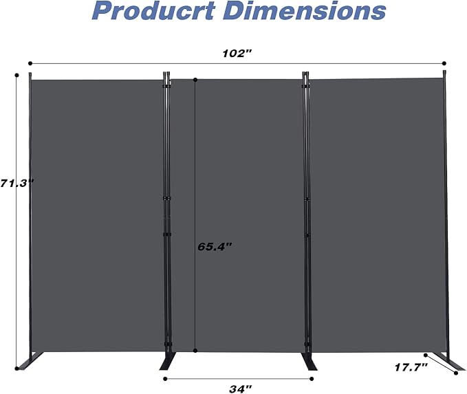 CHOSENM Room Divider, 3 Panel Folding Privacy Screens - Image 2