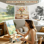 tabletop easel for painting, adjustable beechwood sketchbox, portable, front angle view