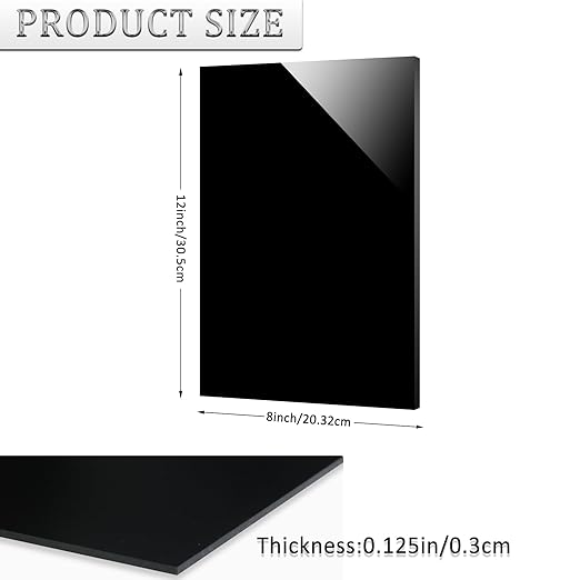 2 Pieces Black Acrylic Sheet, 8 x 12 Inch 1/8 Inch Thick, Home Decor, Display - Image 2