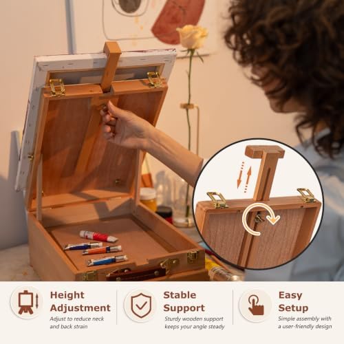 djar adjustable tabletop sketchbox easel for painting, 3, side view