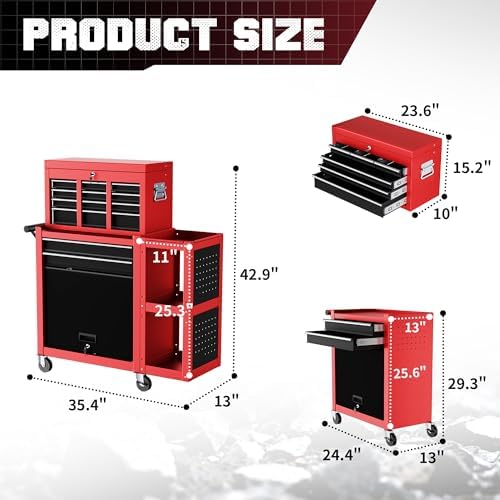 8 drawer rolling tool chest, 3-in-1 assembled tool shown in use