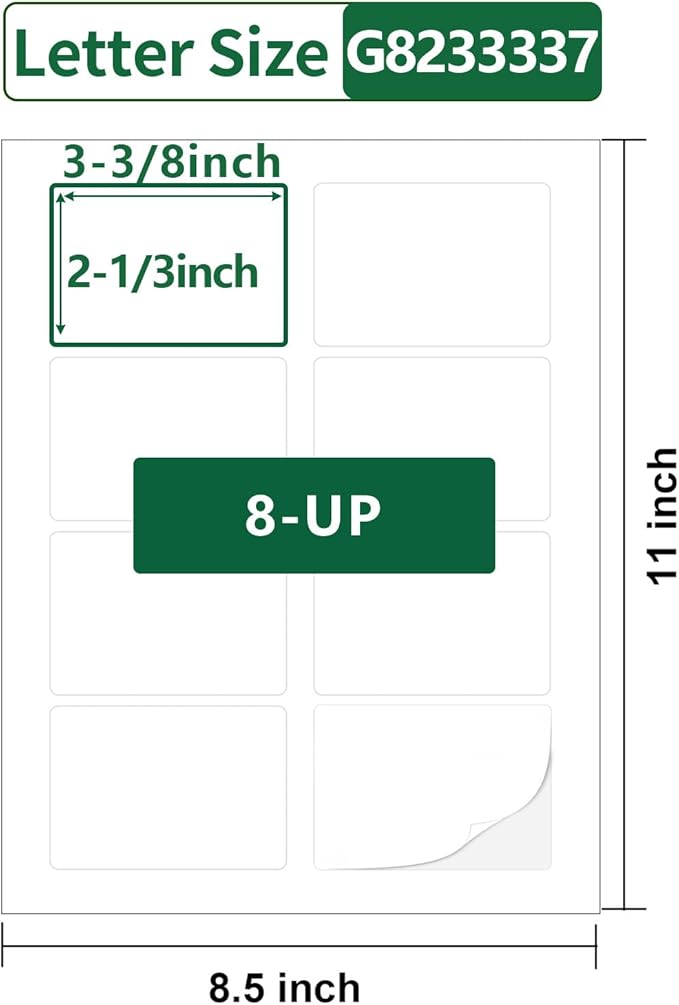 Gemsroyal 2-1/3”×3-3/8”Printable Name Tags Self Adhesive, 2-1/3×3-3/8 White - Image 2