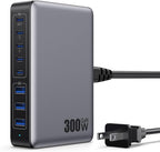 USB C Charger 300W USB C Charger Block, 8-Ports GaN IV Fast Charging Station Hub by GKUTW