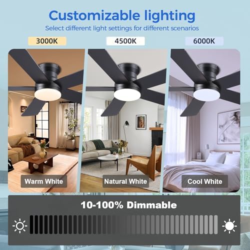 ayaoty ceiling fans with lights - 48" black, view 9