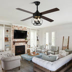 52" farmhouse rustic caged chandelier fan with light, package contents