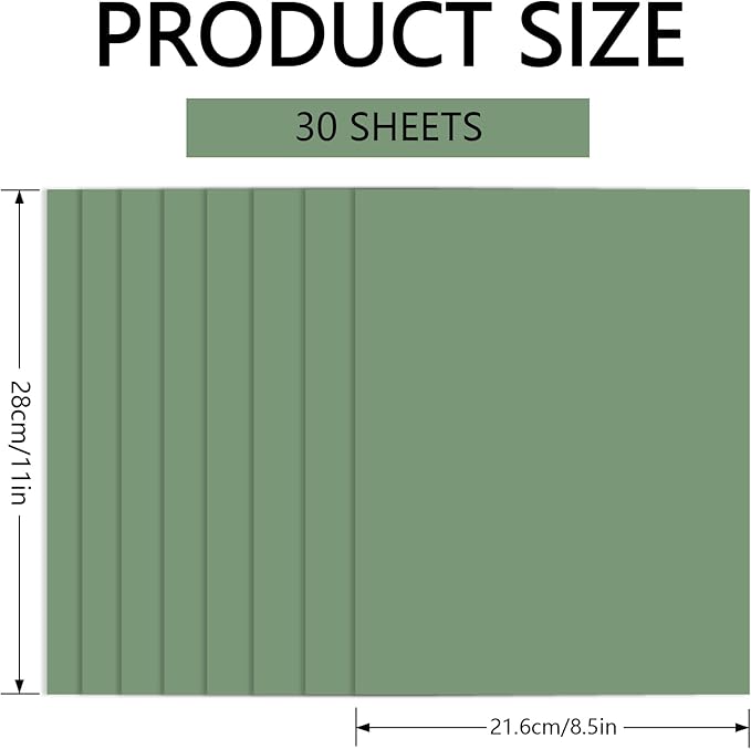 30 Sheets Sage Green Cardstock 8.5'' x 11'', 250gsm/92lb Heavyweight Cover - Image 2