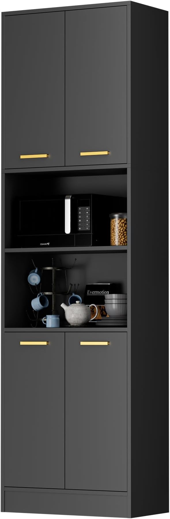 Cozy Castle Kitchen Pantry Cabinet, 4 Doors Open Countertop Utility Hutch - Image 8