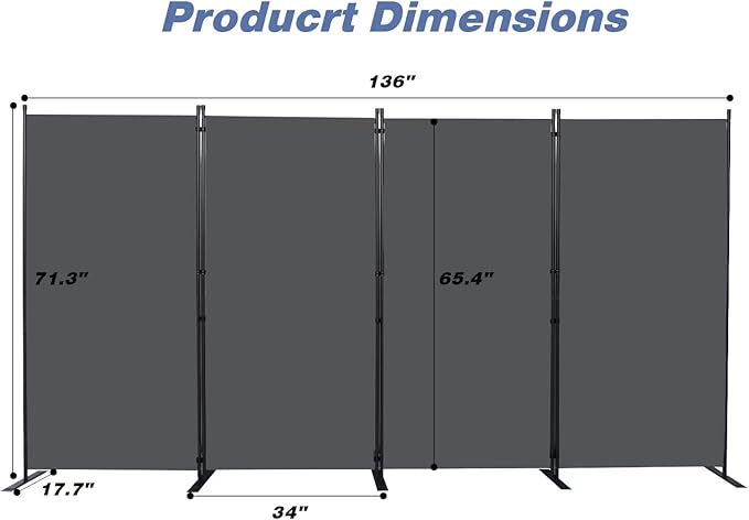 CHOSENM Room Divider, 4 Panel Folding Privacy Screens - Image 2