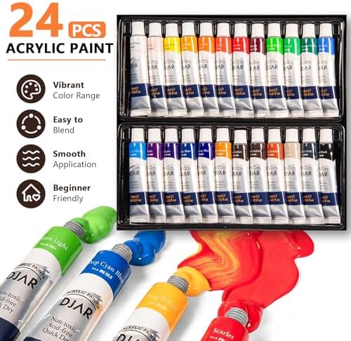 djar 87 pcs acrylic paint set with tabletop, side view