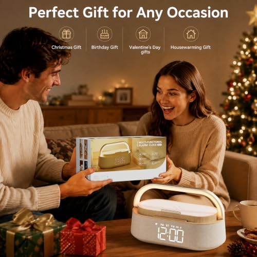 alarm clock bedroom with wireless charger bluetooth speaker, view 10