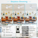 depuley modern ceiling fan with light: 42-inch white, close-up detail