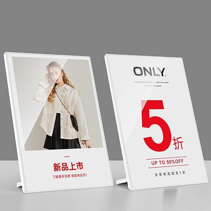 ECKEK Acrylic Sign Holder A3/A4/A5 Menu Displays L Shape Sign Stand Table Top - Image 5
