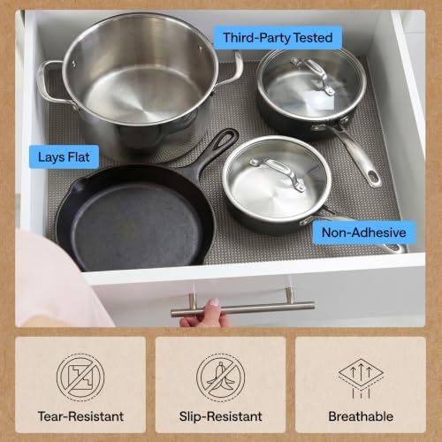 GORILLA GRIP powerGRIP Drawer Shelf and Cabinet Liner, 12"x20', Gray
