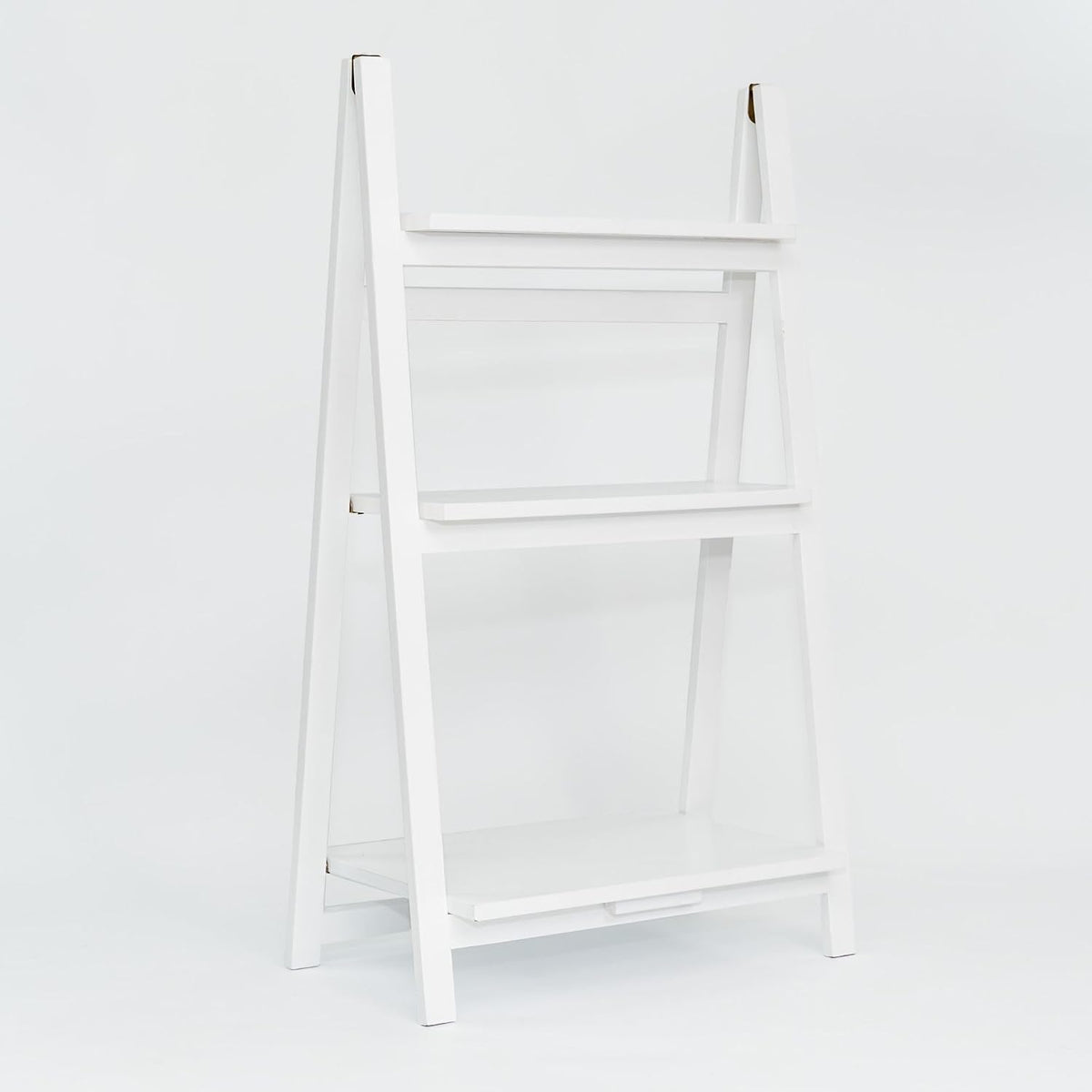 PJ Wood 3-Tier Foldable Bookshelf, A-Frame, White