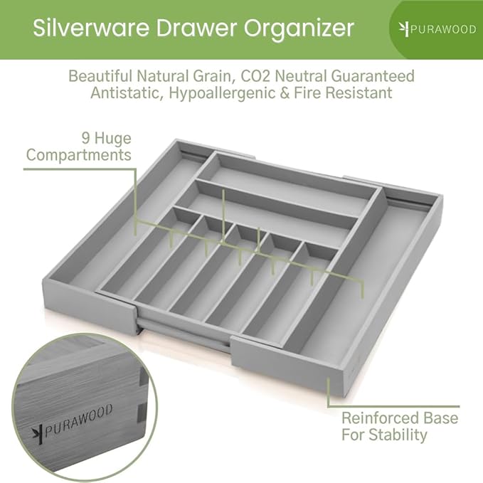 Purawood Bamboo Drawer Organizer - Image 3
