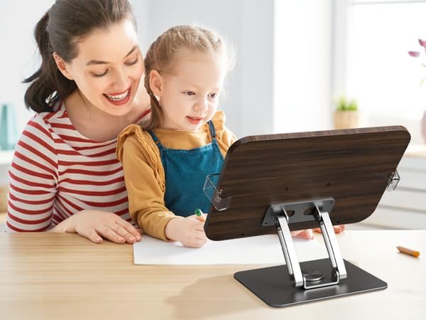 Book Stands for Reading,Adjustable Book Holder with 360° Rotating Metal Base,...