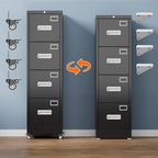 METAN 4 Drawer File Cabinet on Wheels, Lockable Metal Filing Cabinet - Image 7