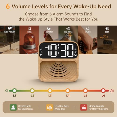 auroracalm extra loud alarm clock for heavy sleepers, side view