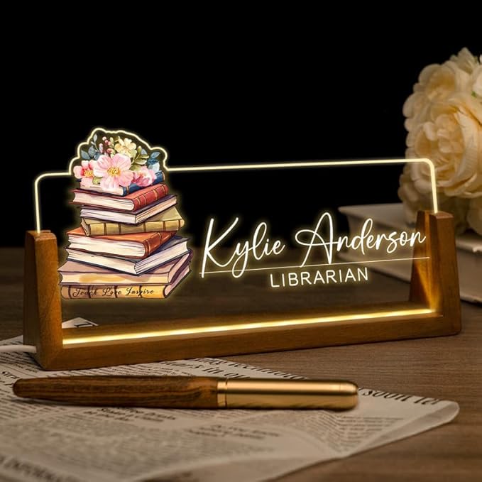 Desk Name Plate Personalized, Custom Office Light Up Name Plate by Ueedklaayy