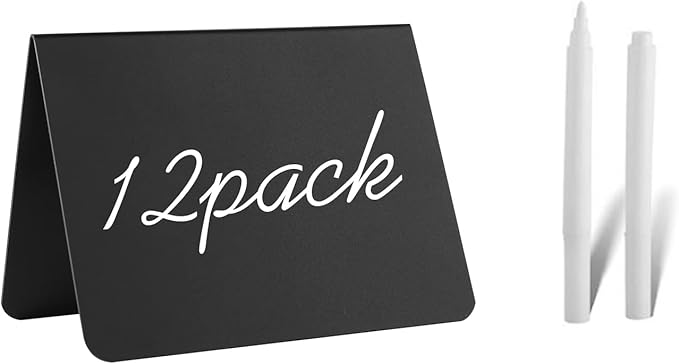 12 Pack 4"x3"Mini Chalkboard Signs by Doloburn