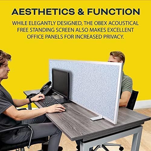 OBEX Acoustical Free Standing Privacy Screen, Cubicle Accessories Desk Privacy - Image 2