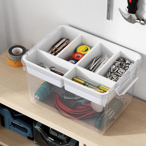 80qt stackable storage bins with lids trays craft on a desk or shelf