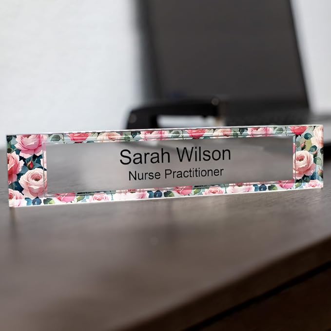 Signs ByLITA Floral Pattern Customized Nameplate | Rose Blush Personalized Full - Image 5