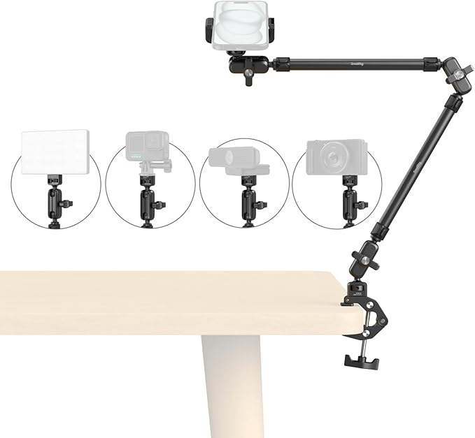 SmallRig 22.4" Magic Arm with Super Clamp, Overhead Phone Mount, Flexible Desk - Image 2