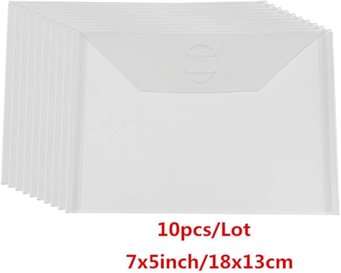 10 Pack Sturdy Clear Plastic Envelope Storage Pockets & 10Pack Rubber Soft - Image 4