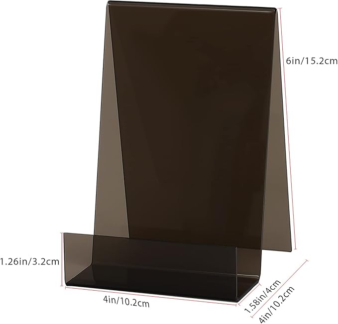ZOEY Acrylic Book Stand with Ledge Clear Black Display Easels Plate - Image 2