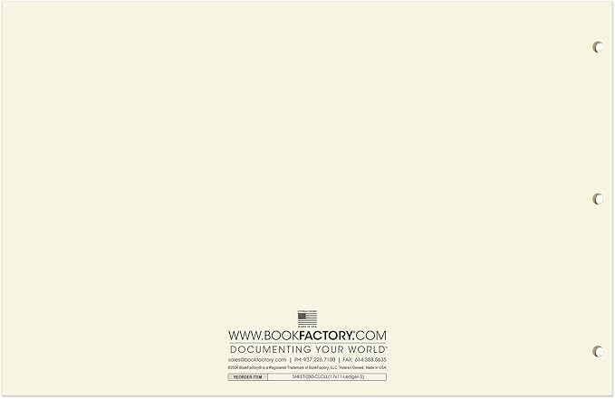 BookFactory Ledger Sheets/Large 3 Column Accounting Ledger Columnar Loose Leaf - Image 3