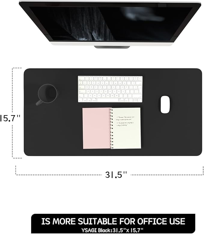 YSAGi Non-Slip Leather Desk Pad, Waterproof Laptop Computer Desk Keyboard Mat - Image 2