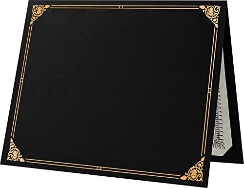LUXPaper 9.5" x 12" Certificate Holders | Black Linen | Embossed Gold Foil by LUXPaper