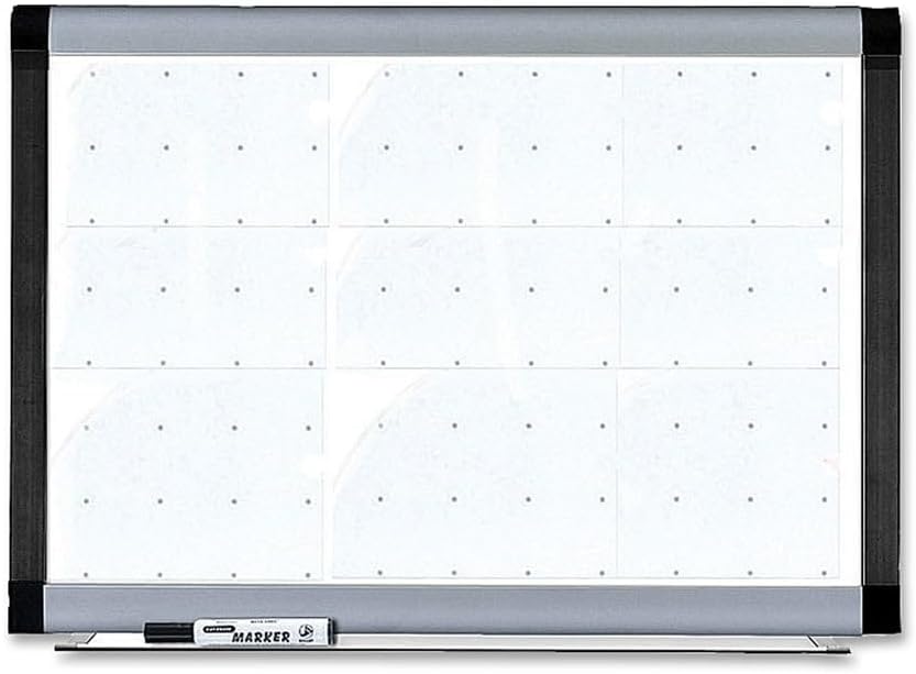 Lorell Magnetic Dry-Erase Board with Grid Lines, 4 by 3-Feet, Silver/Ebony