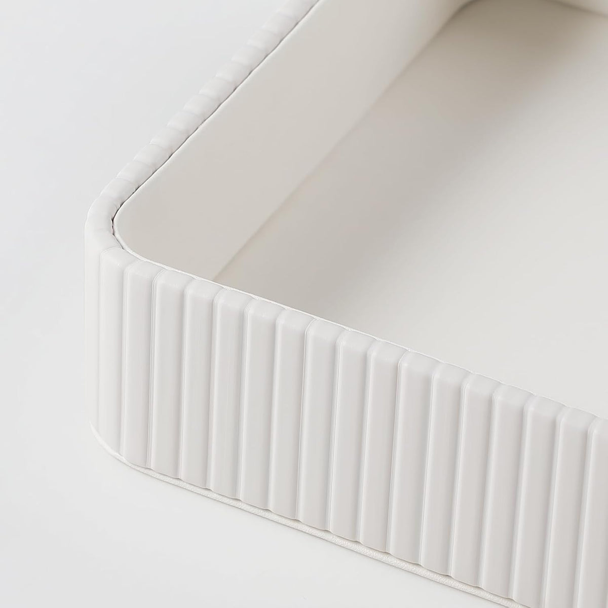 Desk Organizer Tray, PU Leather Nightstand Organizer, Ivory 2-Pack
