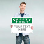 Custom OSHA Style Safety First Sign 18" x 24" Plastic Sign, Customizable "Your - Image 2