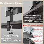 dual monitor stand with led desk lamp,dual monitor showing dimensions
