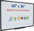 Magnetic Whiteboard 60x36 Inches Black Aluminum Frame, Large Wall Mount White by DexBoard