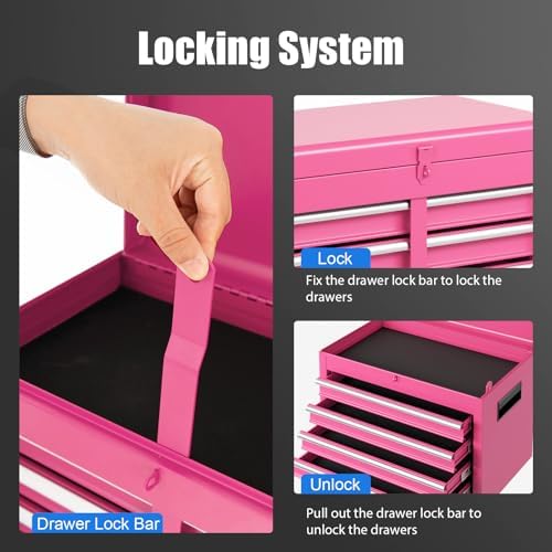 dreamade 5-drawer tool chest combo, rolling tool cabinet on a desk or shelf