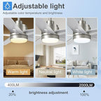 52 inch brushed nickel ceiling fan with light, side view