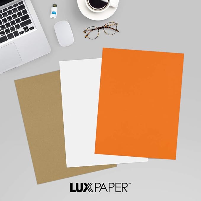 LUXPaper 8.5" x 11" Paper | Letter Size | Mandarin Orange | 80lb. Text | 50 Qty - Image 9