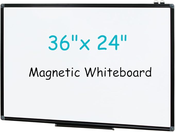 XIWODE 24x36 Inch Magnetic Dry Erase Whiteboard，Black Aluminum Frame by XIWODE