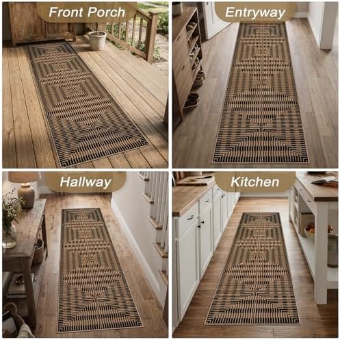 easy jute runners for hallways 2x6, washable striped on a desk or shelf